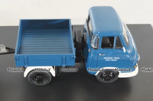 Hanomag Kurier with trailer "Grundig" 1958, blue, 03252, Schuco 1:43