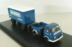 Hanomag Kurier with trailer "Grundig" 1958, blue, 03252, Schuco 1:43