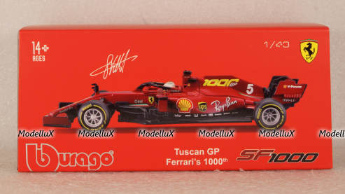 Ferrari SF1000, No.5, scuderia Ferrari, formula 1, GP Tuscan 1000th GP for, Ferrari, S.Vettel, Burago 1:43