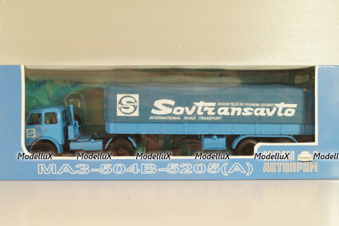 Маз-504В с п/прицепом 5205А Совстрансавто 1977, синий, Н785, Наш Автопром 1:43 (С доработками)
