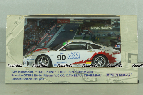 Porsche 911 GT3 RS #90 SPA 1000 km 2004 Ickx/Rabineau/Tinseau, white, 403046980, Minichamps 1:43