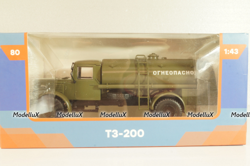 ТЗ-200 топливозаправщик на шасси Маз-200, хаки, Легендарные грузовики №80, Modimio 1:43