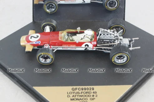 Lotus Ford 49 #2 D.Attwood, Monaco GP  1969, red, Formula 1, QFC99029, Quartzo 1:43
