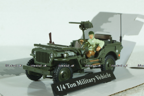 JEEP Willys 1/4 Ton.C/MITRAGLIA E FIGURA, Cararama 1:43
