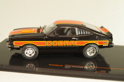 Ford Mustang II Cobra 1977, black with decor, CLC599, IXO 1:43