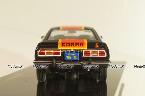 Ford Mustang II Cobra 1977, black with decor, CLC599, IXO 1:43