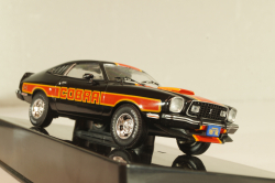 Ford Mustang II Cobra 1977, black with decor, CLC599, IXO 1:43
