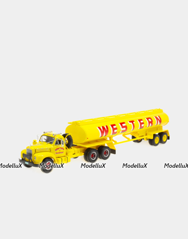 Mack series R, 1959 with semi-trailer tanker "Western Transport" 1966, yellow, American trucks, France, #16, Altaya 1:43