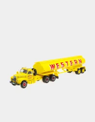 Mack series R, 1959 with semi-trailer tanker "Western Transport" 1966, yellow, American trucks, France, #16, Altaya 1:43