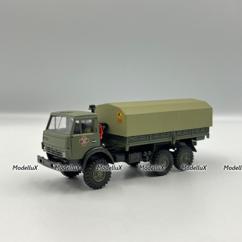 Камаз зеленый синий тент с крестом Национальная Гвардия Украины, КУМ 026 1:87
