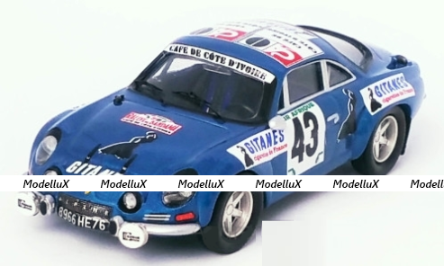 Alpine Renault A110, No.43, Gitanes, Rallye Bandama, S.Mehta/M.Doughty 1974, Trofeu 1:43