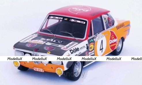 BMW 2002 ti, No.4, Dole Bananas, Rally Ypres, Pedro/Jimmy 1973, Trofeu 1:43