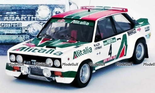 Fiat 131 Abarth No.4 Alitalia, Rally Portugal,Unfallfahrzeug, M.Alen/I.Kivimaki 1978, Trofeu 1:43