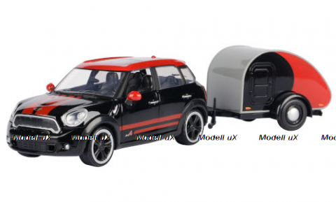 Mini Cooper S All4 Countryman black/red with camper, 79762, MotorMax 1:24