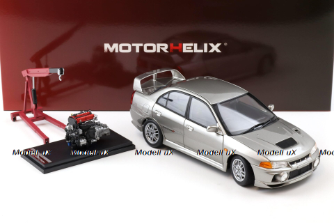 Mitsubishi Lancer EVO 4 IV, silver, 1999, M84001, MotorHelix 1:18