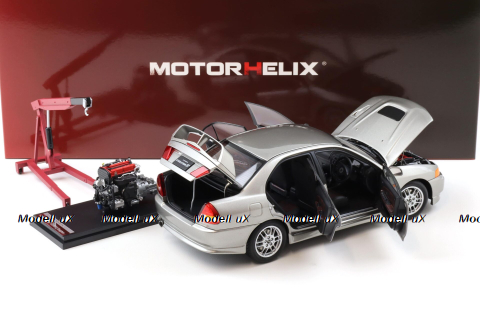 Mitsubishi Lancer EVO 4 IV, silver, 1999, M84001, MotorHelix 1:18