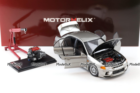 Mitsubishi Lancer EVO 4 IV, silver, 1999, M84001, MotorHelix 1:18