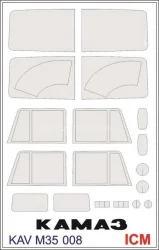 Окрасочная маска на остекление модели КамАЗ 4310 ICM 35001 ,M35008, KAV models