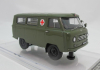 Уаз-450А, Медицинская Помощь» МО СССР - 1962 г. (интерьер армейский - 4 носилок), 145025, DiP Models 1:43