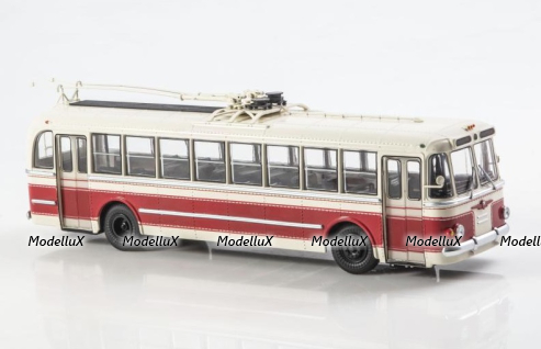 ТБУ-1 троллейбус 1955, белый/красный, Наши Автобусы, №71, Modimio 1:43