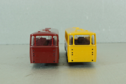 Mercedes O 317K bus, yellow"Jagermeister" + Mercedes O 317K bus, dark red, 006764, Brekina 1:87