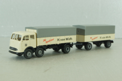 Mercedes LP 333 with trailer, H. von Wirth, white, 7528, Brekina 1:87