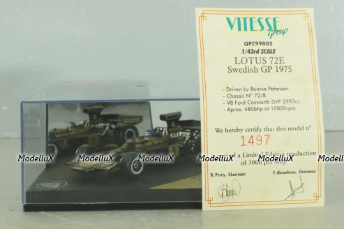 Lotus 72E #5 R.Peterson, Swedish GP 1975, black,  Formula 1, QFC99005, Quartzo 1:43