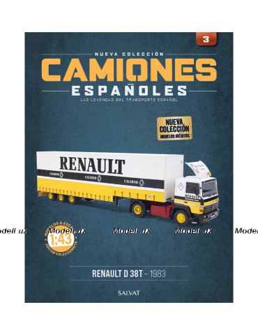 Renault D38 T with semi-trailer "Renault" 1983, white/yellow, Camiones Espanoles, №3, Salvat 1:43