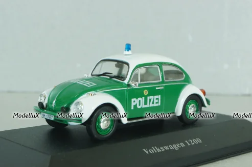 Volkswagen Beetle 1200 Polizei 1977, white/green, 7598001, Atlas Police Cars Collection 1:4