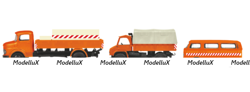 Mercedes L322, VW T2 Bus, MHI Set Kommunal S 0 / 40 LAG Unimog 404, GNP, 452655600, Schuco 1:87