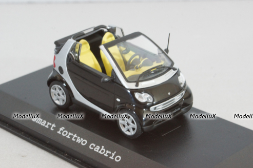 Smart fortwo cabrio black with body panel Fresh-Up (white), 0012497V001C51Q00, Minichamps 1:43