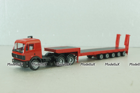 Mercedes SK 2436 with semi trailer, red 141963, Herpa 1:87