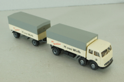 Mercedes LP 333 with trailer, H. von Wirth, white, 7528, Brekina 1:87